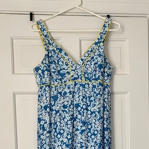 Lily Pulitzer Maxi Dress-Blue Paisley Border Print